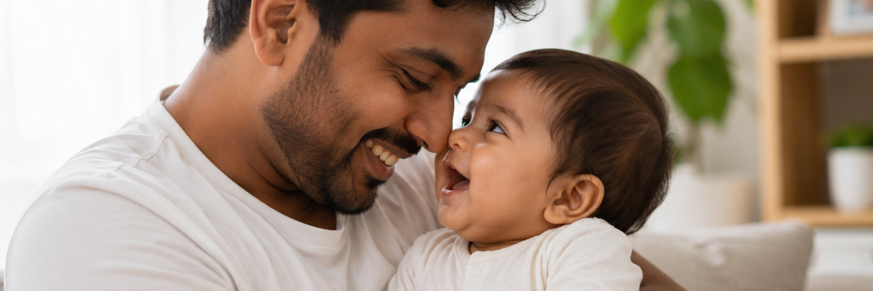 Father lovingly holding her baby during a paternity DNA testing consultation, representing paternity DNA test, biological relationship verification, and accurate DNA testing services in India